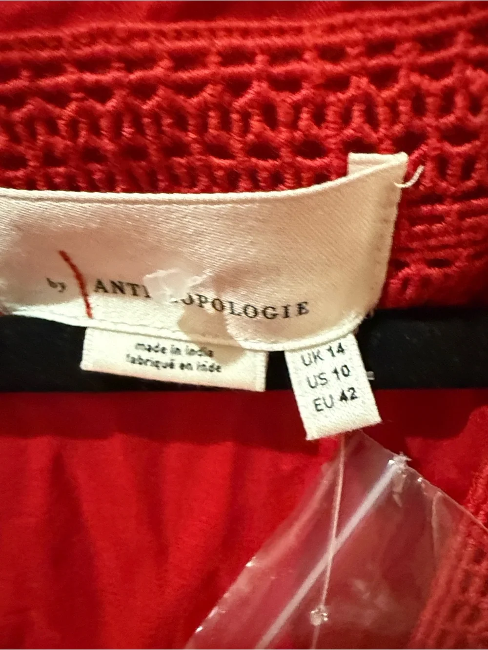 Anthropologie Red Lace Square-Neck Crop Top